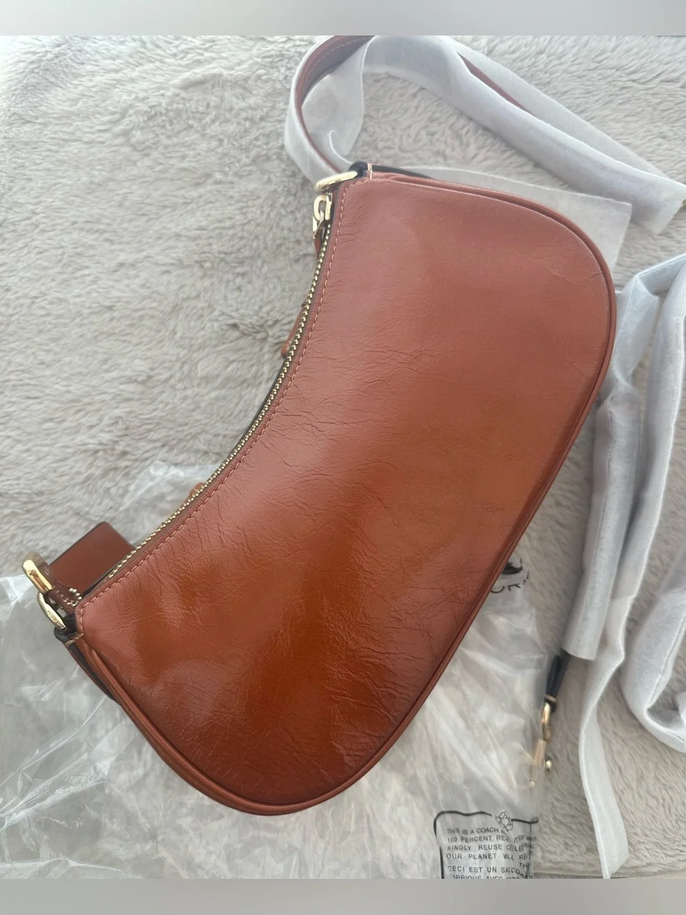 COACH Ashton Shoulder Crossbody Bag glazed leather IM/CINNAMON & 1 Cherry Charm